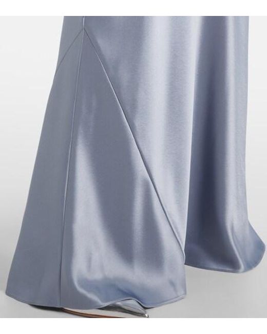 Galvan Blue Sienna Halterneck Satin Gown