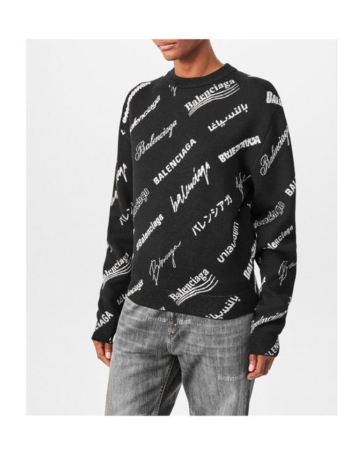 Balenciaga Black Logomania Crew Sweater