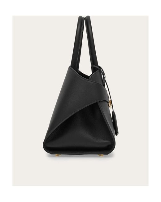 Ferragamo Black Hug Logo Printed Tote Bag