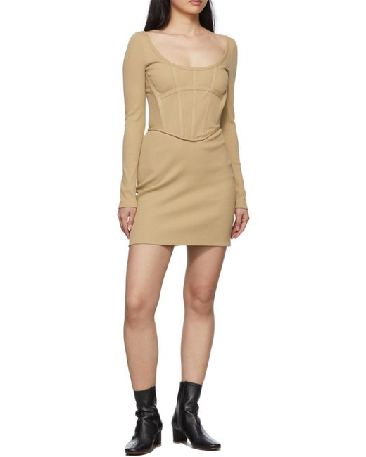 Dion Lee Natural Corset Long-Sleeve Mini Dress