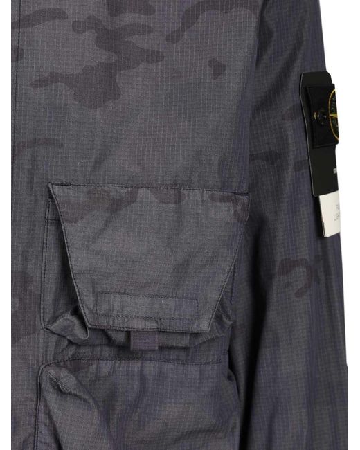 Stone Island Gray Faded Camo Ripstop Jacket for men