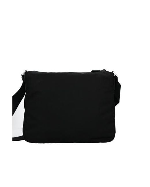 Prada Black Logo Plaque Zipped Shoulder Bag