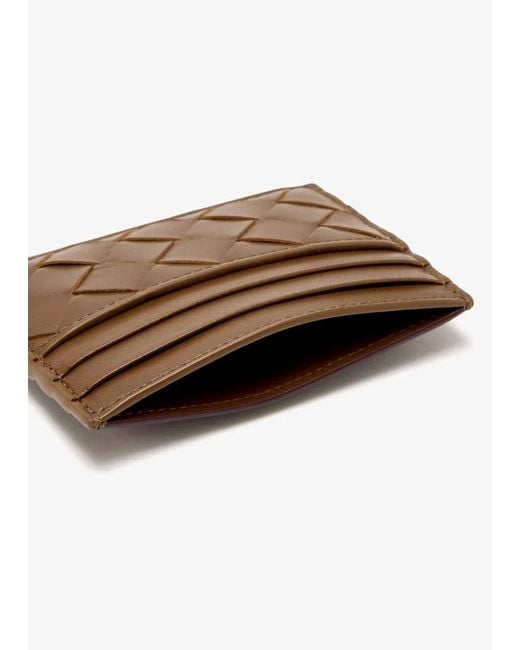 Bottega Veneta Brown Intrecciato Credit Card Case