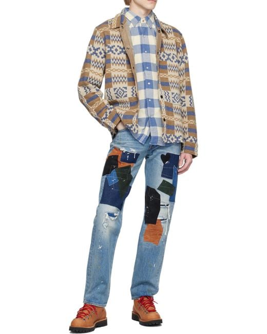 RRL Blue Gingham-Print Shirt for men