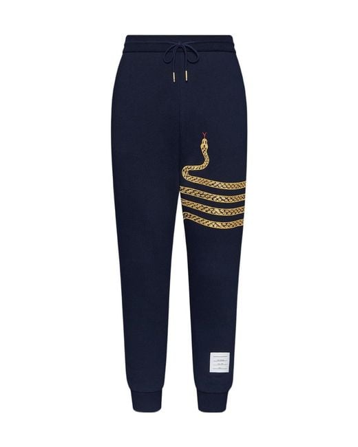 Thom Browne Blue Embroidery Drawstring Track Pants for men