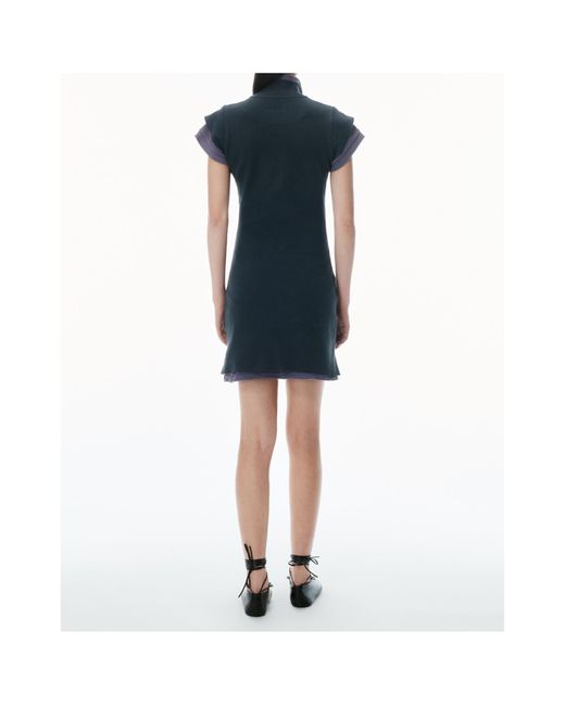 T By Alexander Wang Blue Alexander Wang Layered Short-Sleeve Shirt Dress