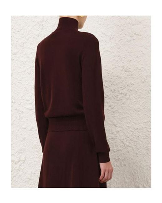 Zimmermann Purple Valiant Merino Lace Turtleneck