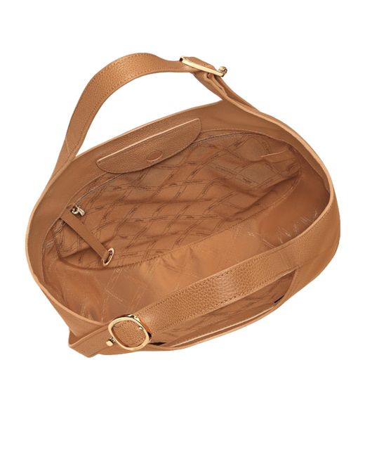 Longchamp Brown Large Le Foulonné Leather Shoulder Bag