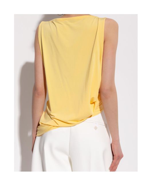 Jacquemus Yellow Le Haute Peplo Twist Detailed Top