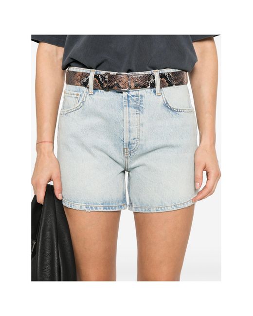 Anine Bing Blue Belt-Loop Denim Shorts