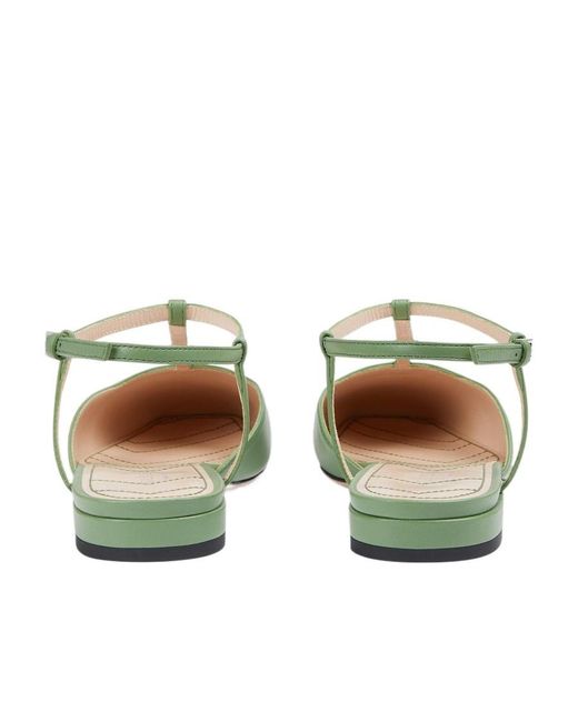 Gucci Green Double G Square-Toe Ballerinas