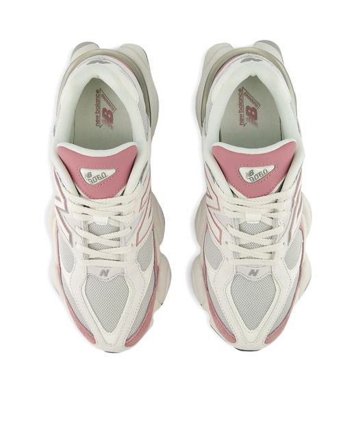 New Balance White 9060 Lace-Up Sneakers for men