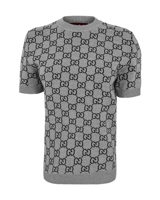 Gucci Gray Crew-Neck Knit Top