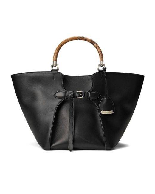 Ralph Lauren Black Medium Leather Tote Bag