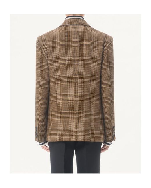 Valentino Brown Single-Breasted Wool Jacket With Glen Plaid Pattern for men