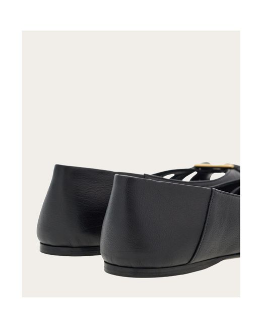 Ferragamo Black Ferragamo Round Toe Slip-On Flat Shoes