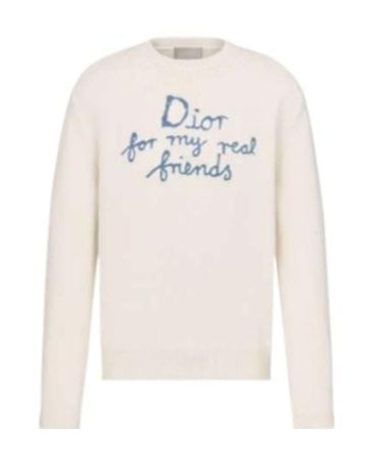 Dior White Round Neck Sweater for men