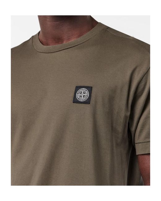 Stone Island Gray Logo Patch T-Shirt for men