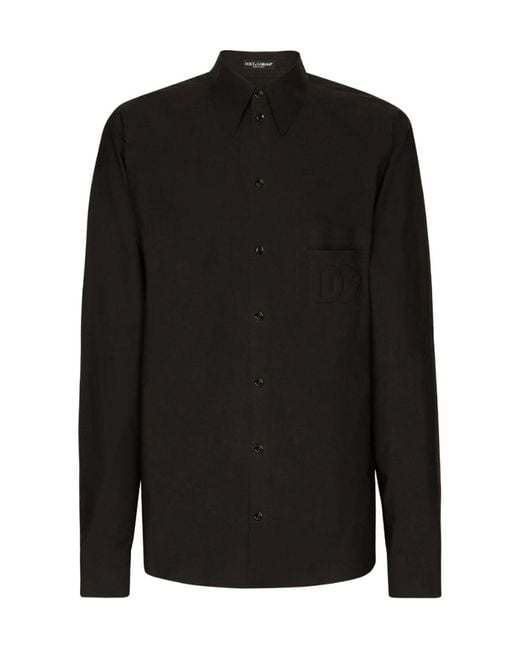 Dolce & Gabbana Black Dg Logo Embossed Long-Sleeved Shirt for men