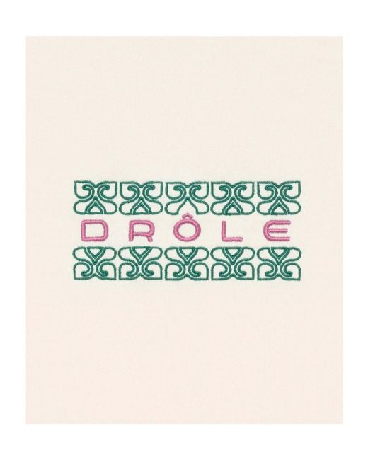 Drole de Monsieur White Embroidered-Logo T-Shirt for men