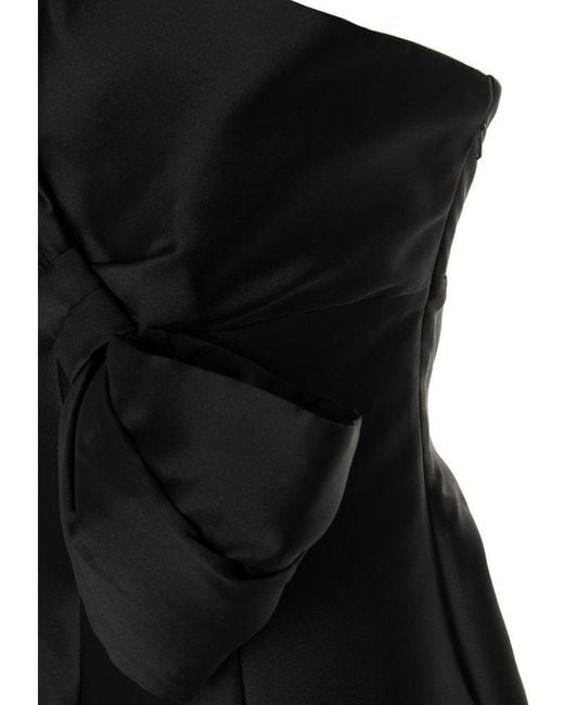 Alberta Ferretti Black Bow-Embellished Evening Gown
