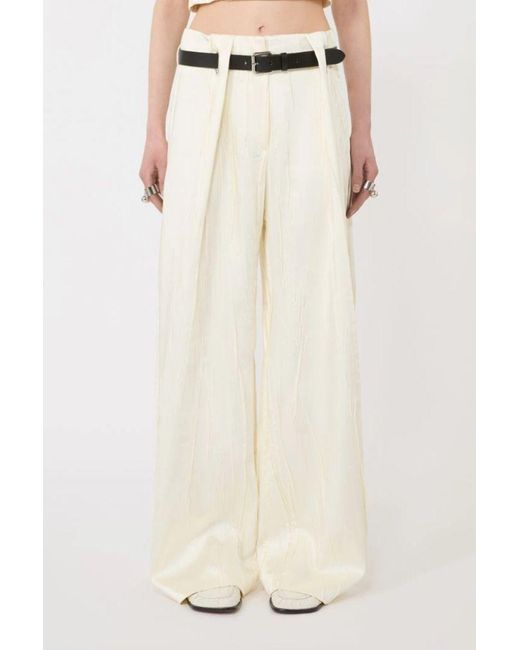 Sportmax White Belted Textured Palazzo Pants
