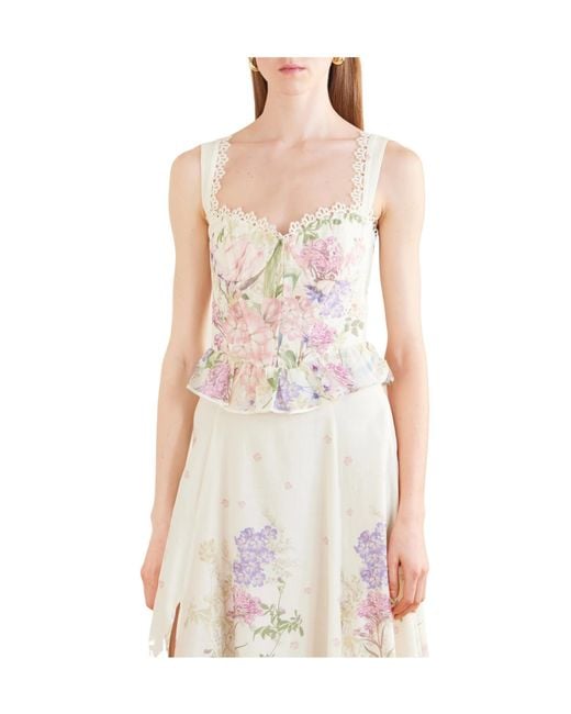 Charo Ruiz White Floralprint Camisole Top