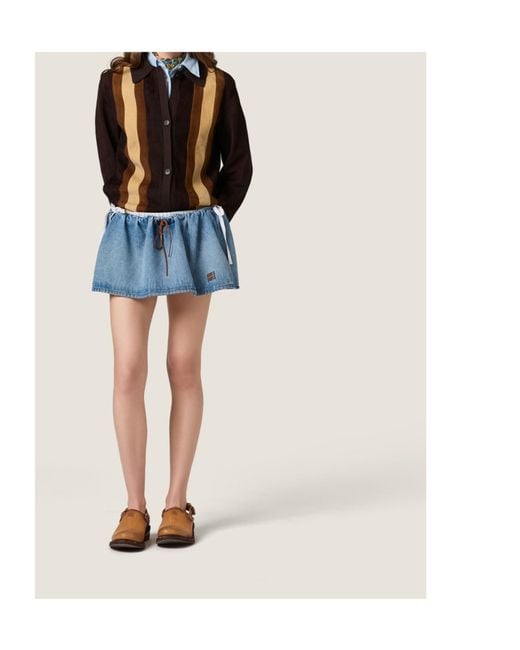 Miu Miu Blue Washed Denim Miniskirt