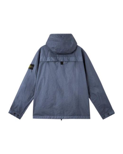 Stone Island Blue Breathable Waterproof Hooded Jacket for men
