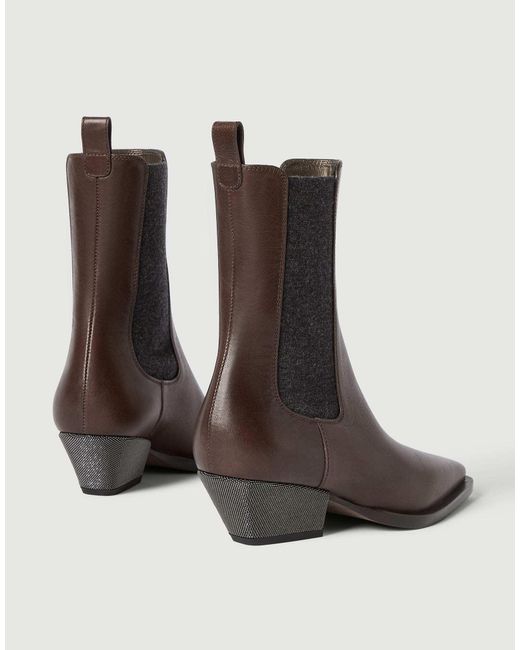 Brunello Cucinelli Brown Leather Chelsea Boots 50