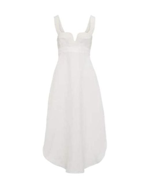 Stella McCartney White Piped Asymmetric Midi Dress