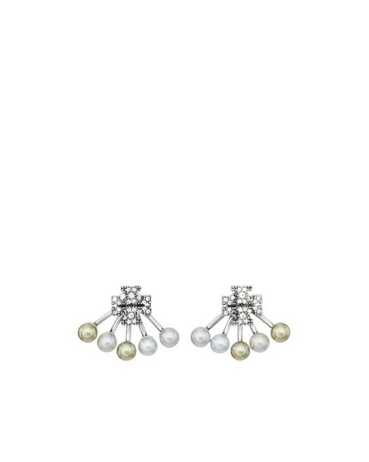 Tory Burch White Moondance Front-Back Earrings