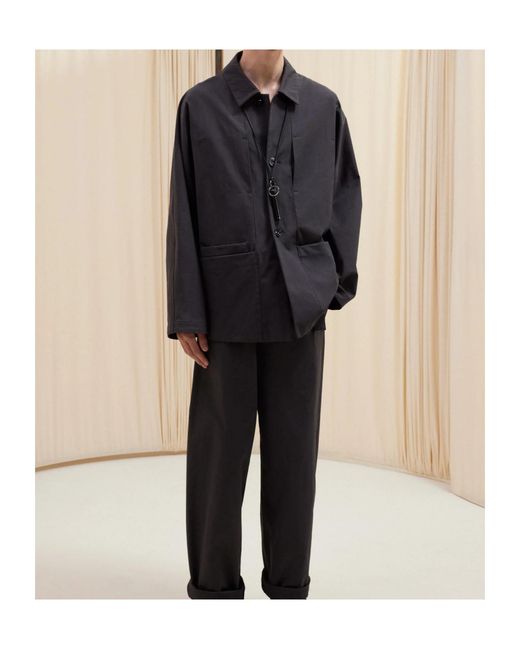 Lemaire Blue Classic-Collar Shirt Jacket for men