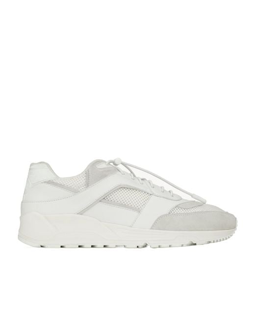 Saint Laurent White Bump Lace-Up Sneakers for men