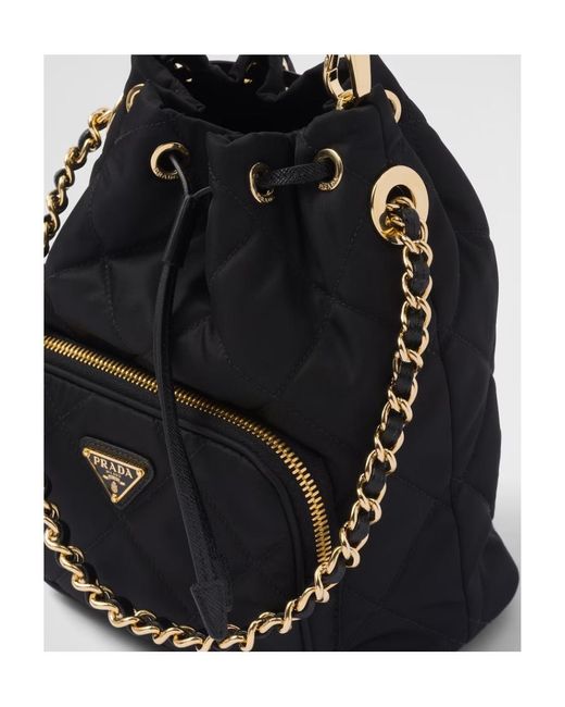 Prada Black Quilted Chain-Linked Bucket Bag