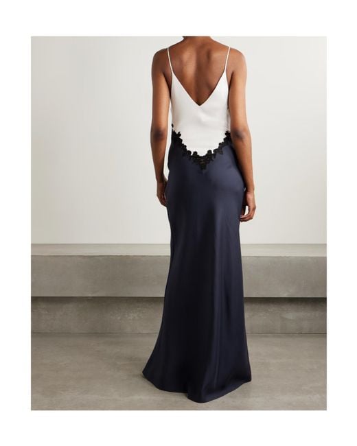 Gabriela Hearst Blue Amaryllis Lace-Trimmed Silk Maxi Dress