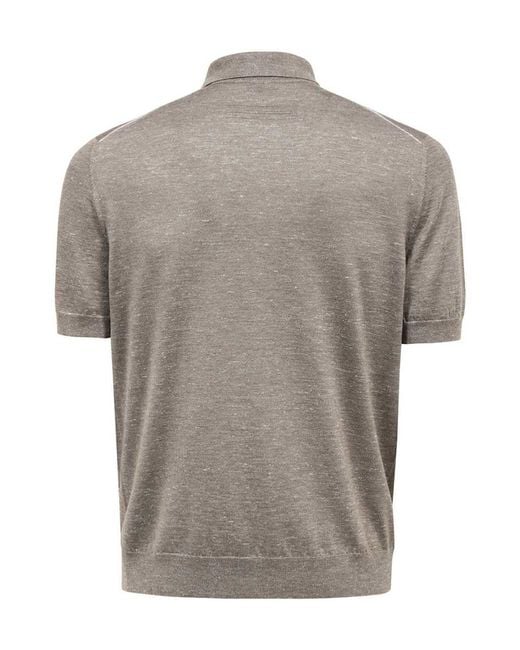 Zegna Gray Short-Sleeved Polo Shirt for men