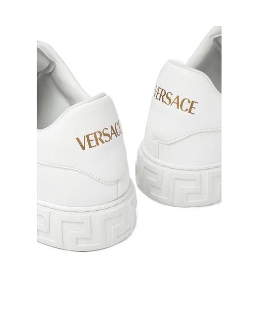 Versace White Greca Lace-Up Sneakers for men