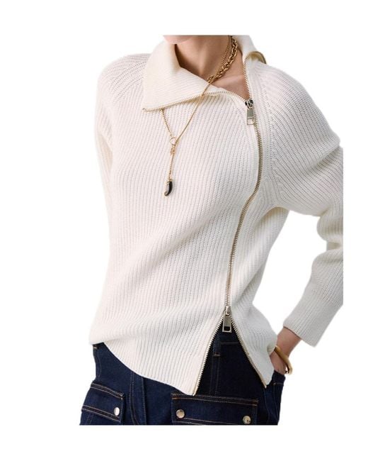 Liu Jo White Wool Blend Sweater With Zip