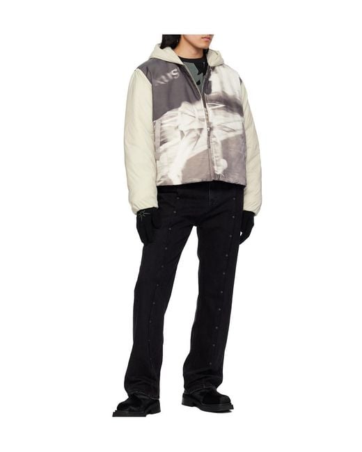 Kusikohc Gray Printed Quilted Jacket for men