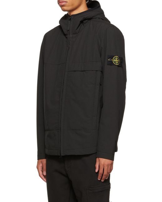 Stone Island Blue Compass-Patch Hooded Jacket for men