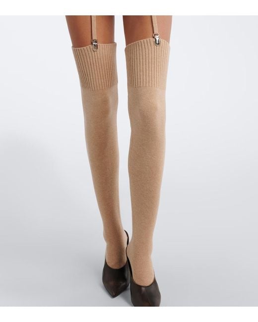 AYA MUSE Natural Cursa Ribbed-Knit Wool Mini Dress And Leggings Set