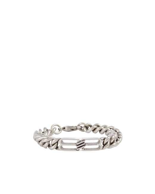 Balenciaga White Bb Brass Bracelet for men