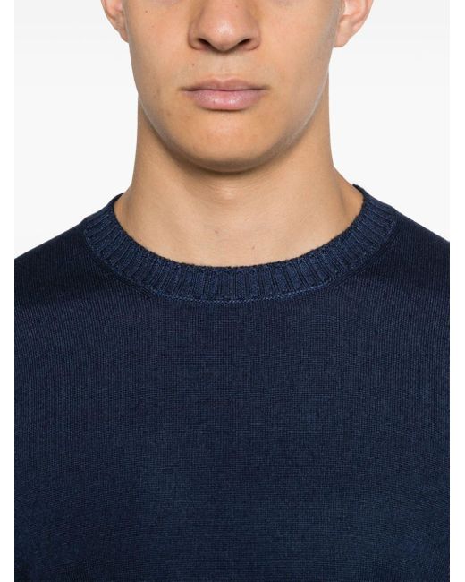 Fay Blue Logo-Embroidered Crewneck Jumper for men