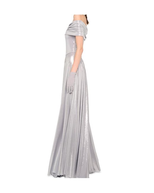 Norma Kamali White Off-Shoulder Pleated Dress