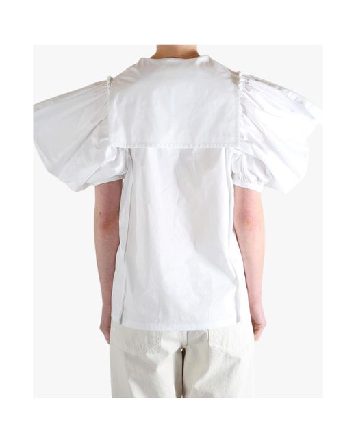 Comme des Garçons White Comme Des Garçons Tao Ruffled Sailor Collar Blouse
