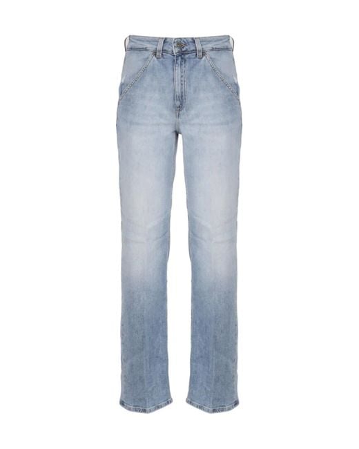 Dondup Blue High-Rise Straight Jeans