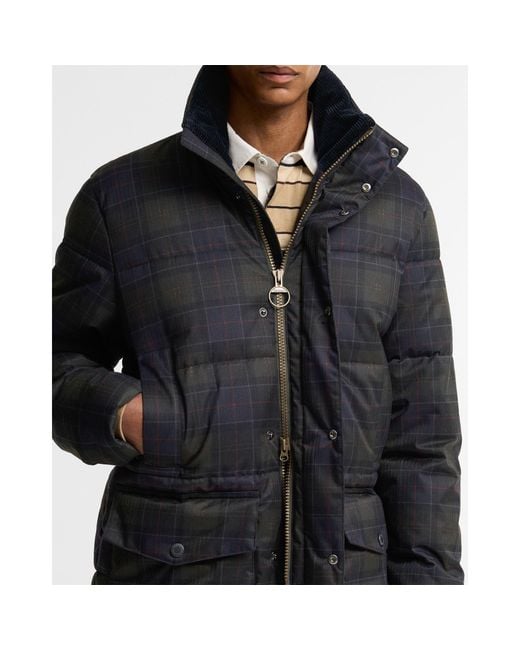Barbour Black Plaid Standcollar Puffer Jacket for men