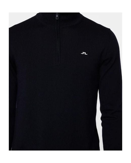 J.Lindeberg Blue Long Sleeve Logo Knit Sweater for men