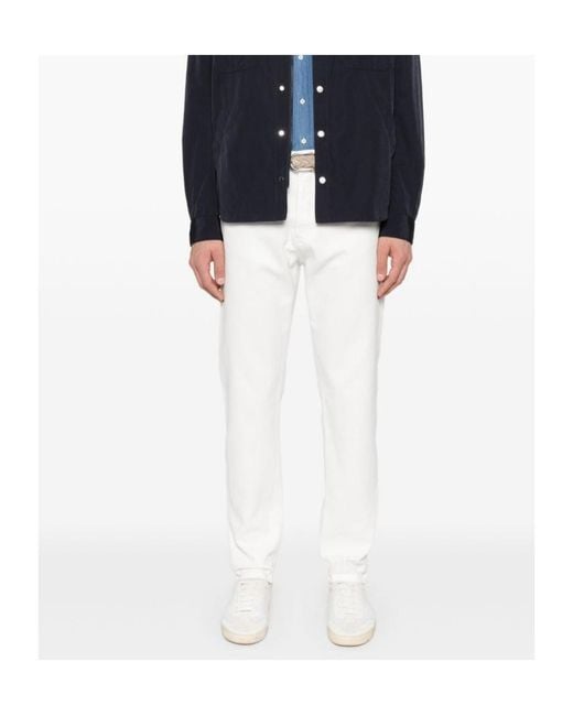 Brunello Cucinelli White Garment-Dyed Iconic Fit Five-Pocket Trousers for men